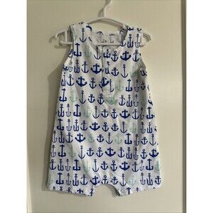 June & January NWOT 6-12 Months Baby Romper Blue Anchors Shortalls